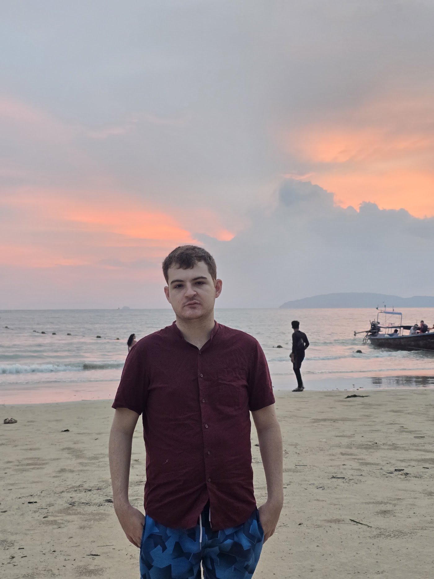 On the beach at sunset